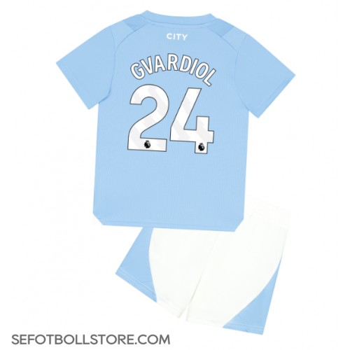 Manchester City Josko Gvardiol #24 Replika babykläder Hemmaställ Barn 2023-24 Kortärmad (+ korta byxor)